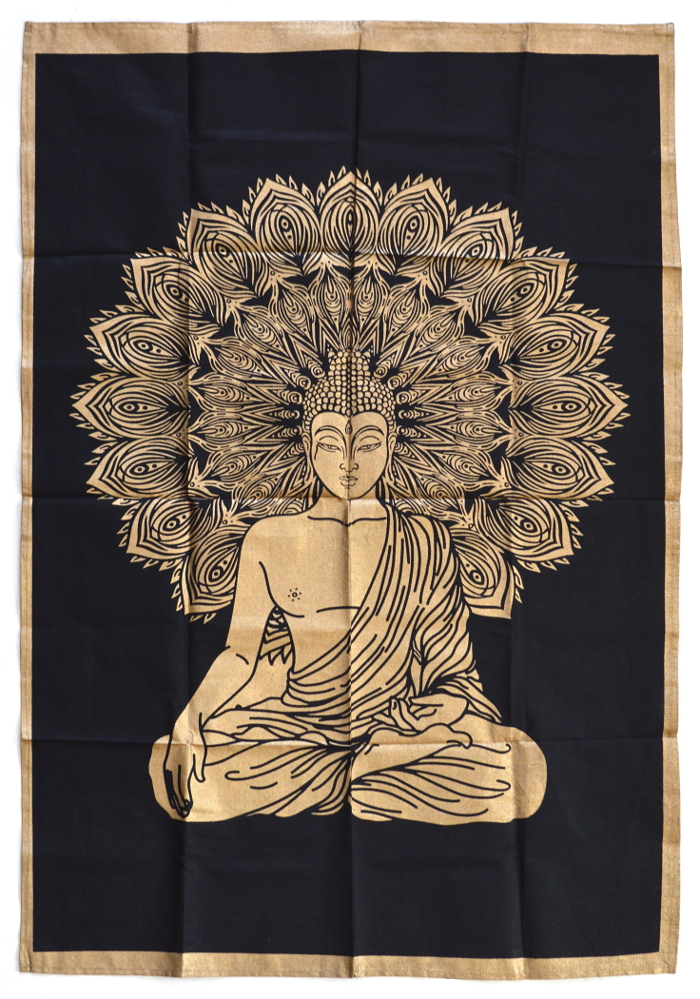 Панно "Будда" (черный фон, золотистый принт, 75 x 108 см)