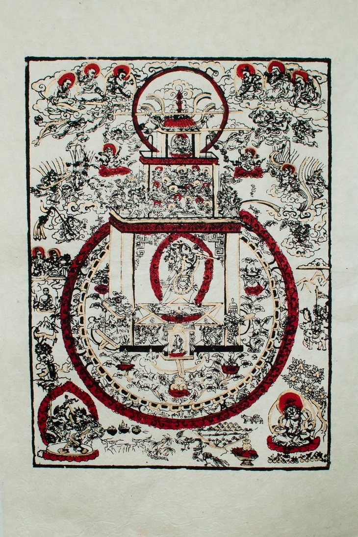 Плакат Плакат на рисовой бумаге Кхечари — земля Ваджрайогини (красно-золотой) (50 х 75 см)