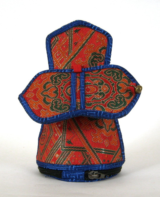 Чехол для колокольчика и ваджры на молнии (сине-красный, высота 18,5 см, диаметр 9 см)