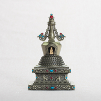 Купить Ступа, доверху наполненная лотосами (13,3 см) в интернет-магазине Dharma.ru