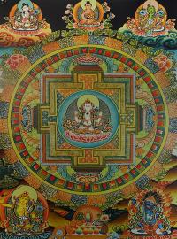 Плакат Мандала Четырехрукого Авалокитешвары (29 x 36 см). 