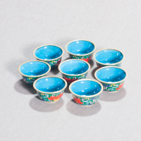 Купить Чаши для подношений (набор из 8 шт.), 6,6 см, зеленые, металл, эмаль, Китай в интернет-магазине Dharma.ru