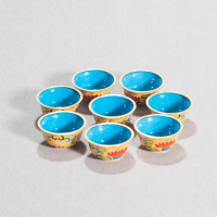 Купить Чаши для подношений (набор из 8 шт.), 6,6 см, желтые, металл, эмаль, Китай в интернет-магазине Dharma.ru
