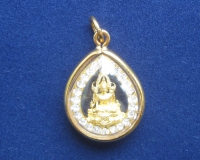 Купить Амулет с Буддой (золотистый с камешками, 2 x 2,5 см) в интернет-магазине Dharma.ru