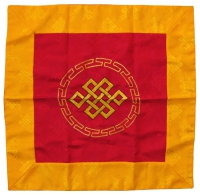 Купить Алтарное покрывало с Бесконечным узлом (желто-красное, 69 x 70 см) в интернет-магазине Dharma.ru