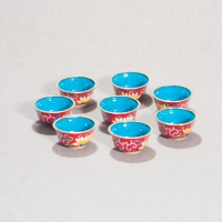 Чаши для подношений (набор из 8 шт.), 6,6 см, красные, металл, эмаль, Китай. 