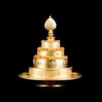 Купить Набор для подношения мандалы с блюдом (золотистый, чаша 15 см, блюдо 22 см) в интернет-магазине Dharma.ru