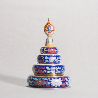 Купить Набор для подношения мандалы с Восемью Драгоценными Символами (синий, 12,5 см) в интернет-магазине Dharma.ru