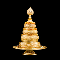 Купить Набор для подношения мандалы с блюдом (золотистый, чаша 11 см, блюдо 17,5 см) в интернет-магазине Dharma.ru