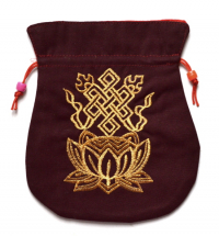 Купить Мешочек для четок (бордовый, с вышивкой), ~14,5 x 17 см в интернет-магазине Dharma.ru