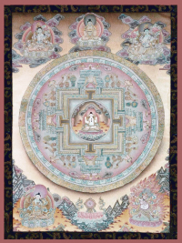 Плакат Мандала Авалокитешвары (красно-черная нарисованная рамка, 30 x 40 см). 