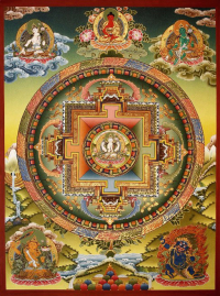Купить Плакат Мандала Авалокитешвары (бордовая нарисованная рамка, 30 x 40 см) в интернет-магазине Dharma.ru