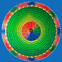 Купить Открытка Мандала с мантрой Намгьялмы (цветная) 13 x 13 см в интернет-магазине Dharma.ru