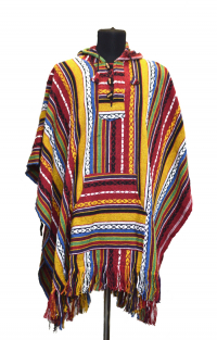 Купить Пончо (98 x 118 см) (Желто-красное с белыми и синими полосками) в интернет-магазине Dharma.ru