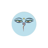 Магнит круглый с Глазами Будды (голубой, 3 см). 