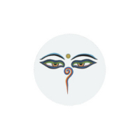 Купить Магнит круглый с Глазами Будды (белый, 3 см) в интернет-магазине Dharma.ru