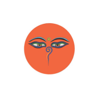 Магнит круглый с Глазами Будды (оранжевый, 3 см). 