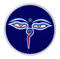 Купить Наклейка Глаза Будды, синий фон, 11 см в интернет-магазине Dharma.ru