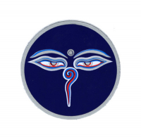 Купить Наклейка Глаза Будды, синий фон, 6,2 см в интернет-магазине Dharma.ru