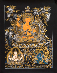 Купить Тханка рисованная Манджушри (55,5 х 71 см) в интернет-магазине Dharma.ru