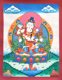 Купить Тханка рисованная Ваджрасаттва Яб-Юм (31 х 40 см) в интернет-магазине Dharma.ru