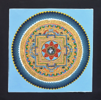 Купить Картина Мандала с Белой раковиной (голубой фон, 33 х 33,3 см) в интернет-магазине Dharma.ru
