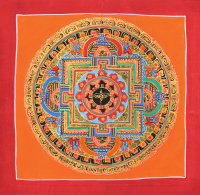 Купить Картина Мандала с Глазами Будды (оранжевый фон, 25,3 х 26,4 см) в интернет-магазине Dharma.ru