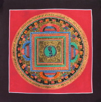 Купить Картина Мандала с ХУМ (коричневая рамка, 25,6 х 25,8 см) в интернет-магазине Dharma.ru