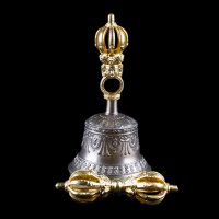 Колокольчик с ваджрой (девятиконечный), 16,5 см, Оригинальный колокольчик из Дехрадуна (Индия). 