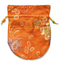 Купить Мешочек для четок (оранжевый с цветами), 16 x 19,5 см в интернет-магазине Dharma.ru