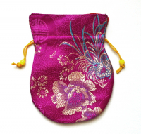 Купить Мешочек для четок (фиолетовый с цветами), 12 x 15 см в интернет-магазине Dharma.ru
