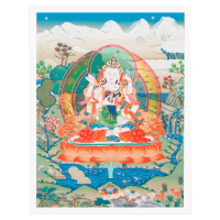 Купить Тханка печатная на холсте Ваджрасаттва Яб-Юм (34,7 х 45 см) в интернет-магазине Dharma.ru