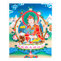 Купить Тханка печатная на холсте Падмасамбхава (Гуру Ринпоче) (35,5 х 45 см) в интернет-магазине Dharma.ru