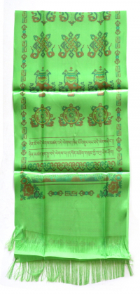 Купить Хадак зеленый с Восемью Драгоценными Символами (35 x 150 см) в интернет-магазине Dharma.ru