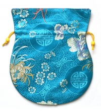 Купить Мешочек для четок голубой с цветами, 17 x 19,5 см в интернет-магазине Dharma.ru