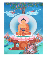 Купить Тханка печатная на холсте Будда Шакьямуни (30 х 40 см) в интернет-магазине Dharma.ru