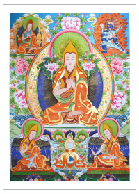 Купить Тханка печатная на холсте Лама Цонкапа (№1) (32,8 х 46 см) в интернет-магазине Dharma.ru