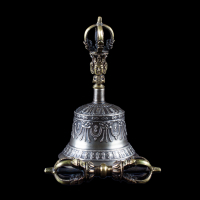 Купить Колокольчик с ваджрой, 15 см, Оригинальный колокольчик из Дехрадуна (Индия) (уценка) в интернет-магазине Dharma.ru