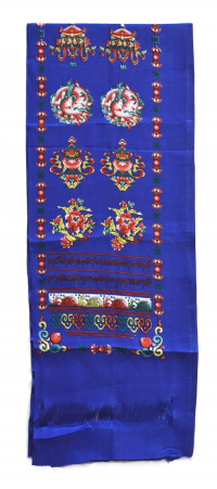 Купить Хадак синий с Восемью Драгоценными Символами (30 x 155 см) в интернет-магазине Dharma.ru