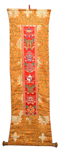 Купить Вымпел с Драгоценными Символами оранжево-красный, 25 x 88 см в интернет-магазине Dharma.ru
