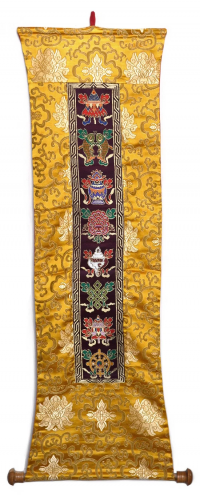 Купить Вымпел с Драгоценными Символами желто-черный, 25 x 88 см в интернет-магазине Dharma.ru