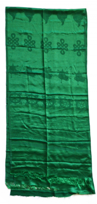 Купить Хадак большой зеленый с Восемью Драгоценными Символами (55 x 250 см) в интернет-магазине Dharma.ru