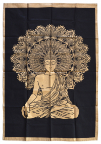 Панно "Будда" (черный фон, золотистый принт, 75 x 108 см). 