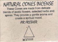 Купить Natural Cones Incense Myrrh (Натуральное конусное благовоние Мирра), 25 конусов по 3 см в интернет-магазине Dharma.ru