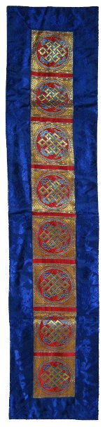 Купить Алтарное покрывало с Бесконечными узлами (красное с синей окантовкой), 21 x 98 см в интернет-магазине Dharma.ru
