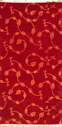 Тибетский ковер (92 х 180 см, красный, овечья шерсть, шелк). 