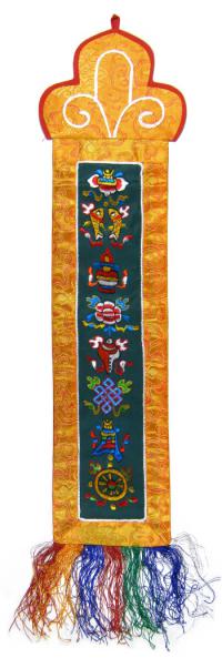 Купить Вымпел с Драгоценными символами (оранжевый с зеленой серединкой) в интернет-магазине Dharma.ru